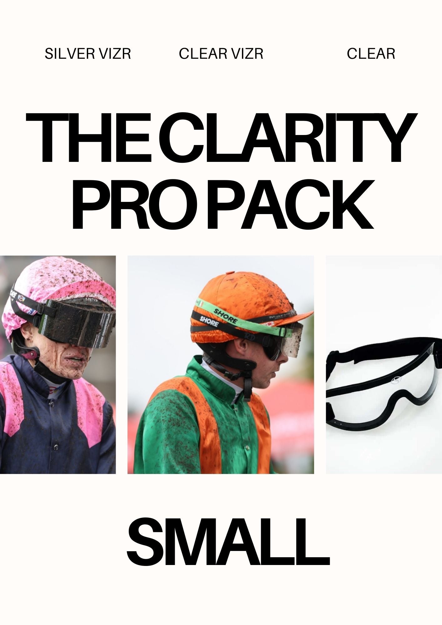 The Clarity Pro Pack - SMALL - Clear VIZR, Silver Mirror VIZR , Clear Goggle